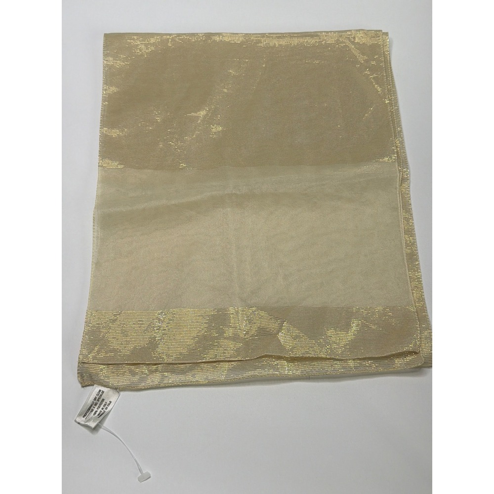 Runway Gold Metallic Sheer Striped Scarf Made in Italy 13x60‎ 16-0-050